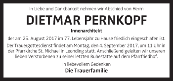 Traueranzeige von Dietmar Pernkopf von OÖNachrichten