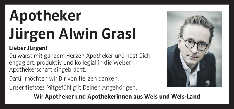  Traueranzeige für Jürgen Alwin Grasl vom 23.09.2017 aus OÖNachrichten