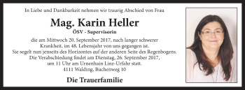 Traueranzeige von Karin Heller von OÖNachrichten