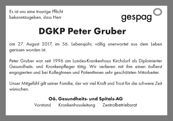 Traueranzeige von Peter Gruber von OÖNachrichten
