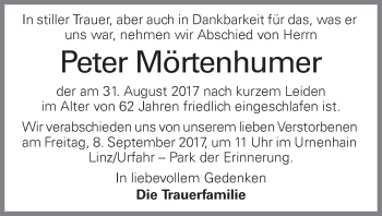 Traueranzeige von Peter Mörtenhumer von OÖNachrichten