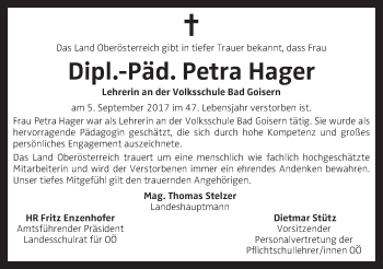 Traueranzeige von Petra Hager von OÖNachrichten