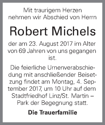 Traueranzeige von Robert Michels von OÖNachrichten