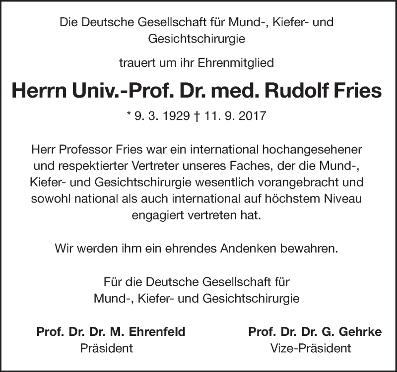  Traueranzeige für Rudolf Fries vom 22.09.2017 aus OÖNachrichten