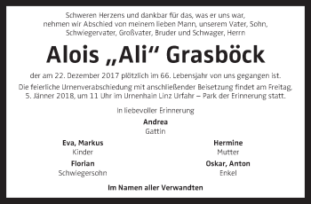 Traueranzeige von Alois Grasböck von OÖNachrichten