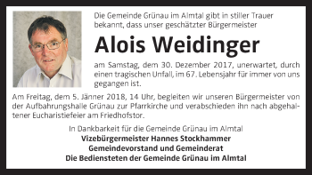 Traueranzeige von Alois Weidinger von OÖNachrichten