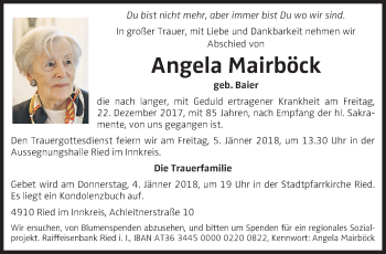 Traueranzeige von Angela Mairböck von OÖNachrichten