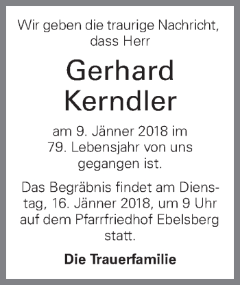 Traueranzeige von Gerhard Kerndler von OÖNachrichten