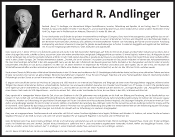 Traueranzeige von Gerhard R. Andlinger von OÖNachrichten