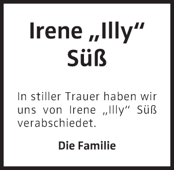 Traueranzeige von Irene 