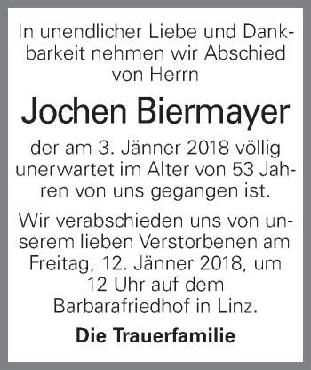 Traueranzeige von Jochen Biermayer von OÖNachrichten