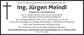 Traueranzeige von Jürgen Meindl von OÖNachrichten
