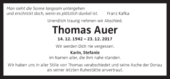 Traueranzeige von Thomas Auer von OÖNachrichten