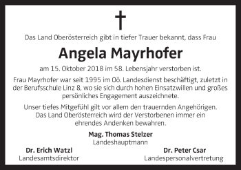 Traueranzeige von Angela Mayrhofer von OÖNachrichten