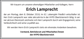 Traueranzeige von Erich Lamprecht von OÖNachrichten