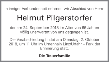 Traueranzeige von Helmut Pilgerstorfer von OÖNachrichten