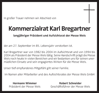Traueranzeige von Karl Bregartner von OÖNachrichten