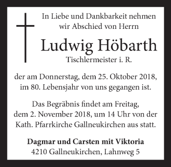 Traueranzeige von Ludwig Höbarth von OÖNachrichten