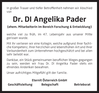Traueranzeige von Angelika Pader von OÖNachrichten