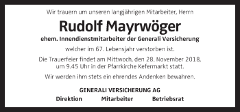 Traueranzeige von Rudolf Mayrwöger von OÖNachrichten