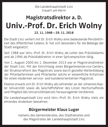 Traueranzeige von Erich Wolny von OÖNachrichten