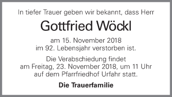 Traueranzeige von Gottfried Wöckl von OÖNachrichten
