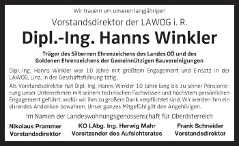 Traueranzeige von Hanns Winkler von OÖNachrichten