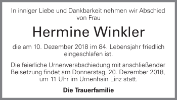 Traueranzeige von Hermine Winkler von OÖNachrichten