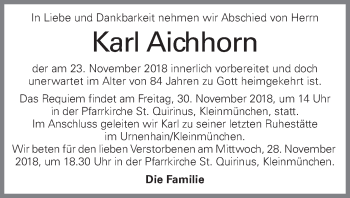 Traueranzeige von Karl Aichhorn von OÖNachrichten