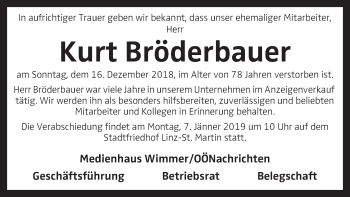 Traueranzeige von Kurt Bröderbauer von OÖNachrichten