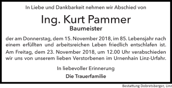 Traueranzeige von Kurt Pammer von OÖNachrichten