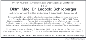 Traueranzeige von Leopold Schildberger von OÖNachrichten