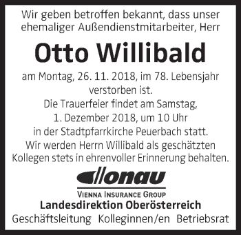 Traueranzeige von Otto Willibald von OÖNachrichten