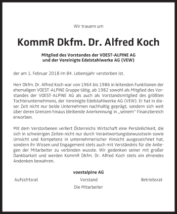 Traueranzeige von Alfred Koch von OÖNachrichten