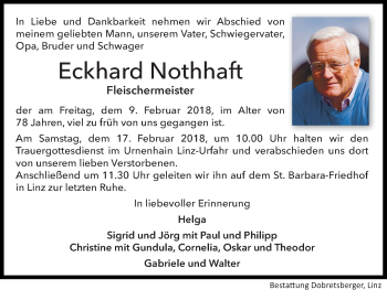 Traueranzeige von Eckhard Nothhaft von OÖNachrichten