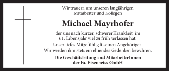Traueranzeige von Michael Mayrhofer von OÖNachrichten