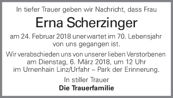 Traueranzeige von Erna Scherzinger von OÖNachrichten