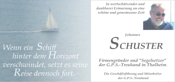 Traueranzeige von Johannes Schuster von OÖNachrichten