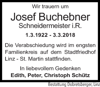 Traueranzeige von Josef Buchebner von OÖNachrichten