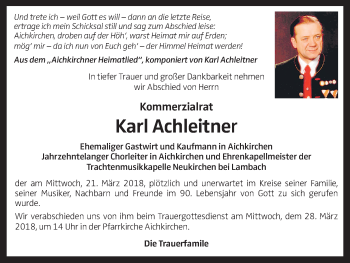 Traueranzeige von Karl Achleitner von OÖNachrichten