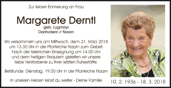 Traueranzeige von Margarete Derntl von OÖNachrichten