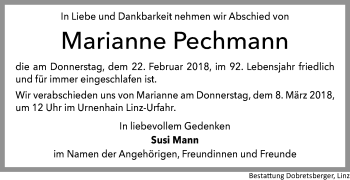 Traueranzeige von Marianne Pechmann von OÖNachrichten