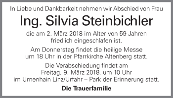 Traueranzeige von Silvia Steinbichler von OÖNachrichten