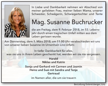 Traueranzeige von Susanne Buchrucker von OÖNachrichten