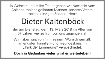 Traueranzeige von Dieter Kaltenböck von OÖNachrichten