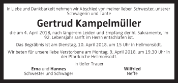 Traueranzeige von Gertrud Kampelmüller von OÖNachrichten