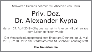 Traueranzeige von Alexander Kypta von OÖNachrichten