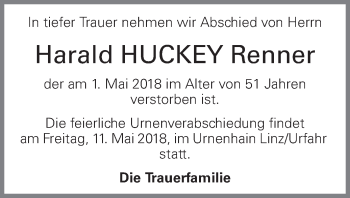 Traueranzeige von Harald Renner von OÖNachrichten