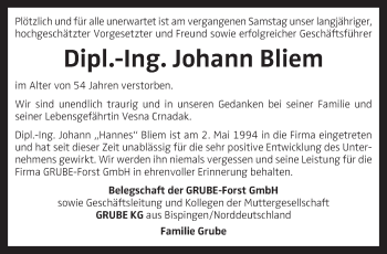 Traueranzeige von Johann Bliem von OÖNachrichten