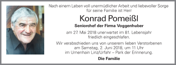 Traueranzeige von Konrad Pomeißl von OÖNachrichten
